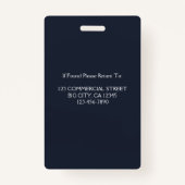 ネイビーブルー従業員名ロゴ写真企業の作品 バッジ (裏面)