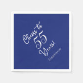 ネイビーブルー応援55年55誕生日 スタンダードカクテルナプキン (正面)