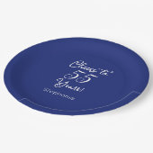 ネイビーブルー応援55年55誕生日 ペーパープレート (アングル)