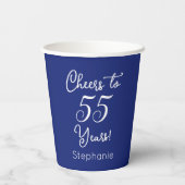 ネイビーブルー応援55年55誕生日 紙コップ (裏面)