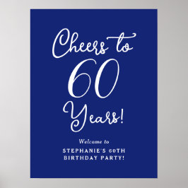 ネイビーブルー応援60年誕生日ウェルカムサイン ポスター
