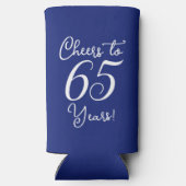 ネイビーブルー応援65歳65歳の誕生日パーティー スリム缶クーラー (裏面)