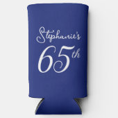 ネイビーブルー応援65歳65歳の誕生日パーティー スリム缶クーラー (正面)