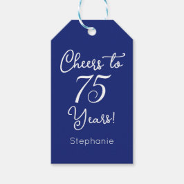 ネイビーブルー応援75年75誕生日 ギフトタグ
