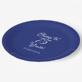 ネイビーブルー応援75年75誕生日 ペーパープレート (アングル)