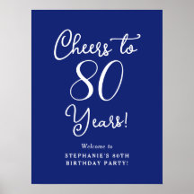 ネイビーブルー応援80年誕生日ウェルカムサイン