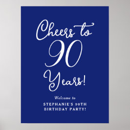 ネイビーブルー応援90年誕生日ウェルカムサイン ポスター
