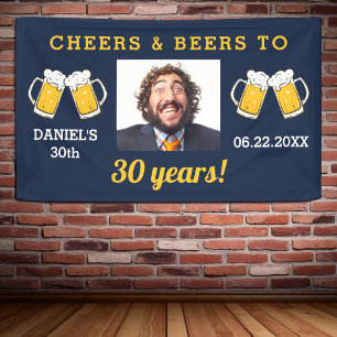 ネイビーブルー応援&ビアーズマイルストン誕生日写真 横断幕