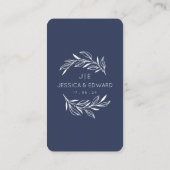 ネイビーブルー思い出に残る写真Qrコード結婚ズモダン プレイスカード (裏面)