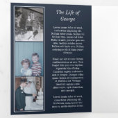 ネイビーブルー愛する記憶の写真葬儀 三つ折りプログラム (内部最初)