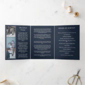 ネイビーブルー愛する記憶の写真葬儀 三つ折りプログラム (内部)