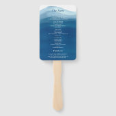 ネイビーブルー我々水の色を行グラデーションう結婚 ハンドファン (裏面)