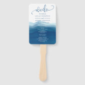 ネイビーブルー我々水の色を行グラデーションう結婚 ハンドファン (正面)