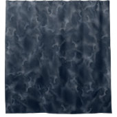 ネイビーブルー抽象芸術ウォーターカラーステインエレガントシック シャワーカーテン (正面)