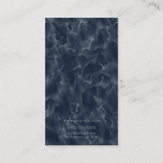 ネイビーブルー抽象芸術ウォーターカラーステインエレガントシック 名刺 (裏面)
