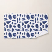 ネイビーブルー抽象芸術シェイプモダンラグジュアリーウォーター色 バスタオルセット (ハンドタオル)