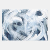 ネイビーブルー抽象芸術パインタリー ラッピングペーパーシート (正面3)