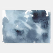 ネイビーブルー抽象芸術パインタリー ラッピングペーパーシート (正面)