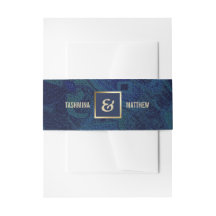 ネイビーブルー抽象芸術パターン結婚金ゴールド