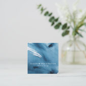 ネイビーブルー抽象芸術水彩テクスチャカスタム スクエア名刺 (スタンド正面)