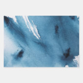 ネイビーブルー抽象芸術水彩テクスチャ ラッピングペーパーシート (正面3)