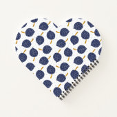 ネイビーブルー抽象芸術飛んでいる爆弾果実パターン ノートブック (裏面)