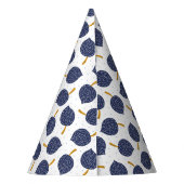 ネイビーブルー抽象芸術飛んでいる爆弾果実パターン パーティーハット (裏面)