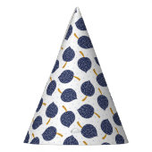 ネイビーブルー抽象芸術飛んでいる爆弾果実パターン パーティーハット (左)