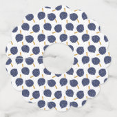 ネイビーブルー抽象芸術飛んでいる爆弾果実パターン ワイングラスタグ (裏面)