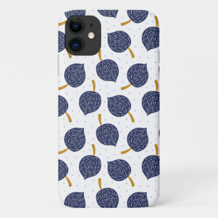 ネイビーブルー抽象芸術飛んでいる爆弾果実パターン iPhone 11 ケース