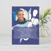 ネイビーブルー撮影時間なしボーリングパーティー 招待状 (スタンド正面)