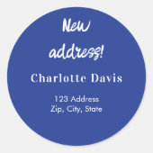 ネイビーブルー新しいアドレスを移動 ラウンドシール (正面)