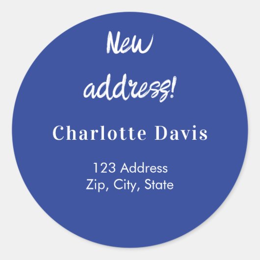 ネイビーブルー新しいアドレスを移動 ラウンドシール (正面)