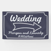 ネイビーブルー方向矢印結婚右のバナー 横断幕 (横)