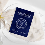 ネイビーブルー旅行パスポート目的地の結婚式 招待状