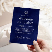 ネイビーブルー旅行旅程の目的地の結婚式 エンクロージャーカード