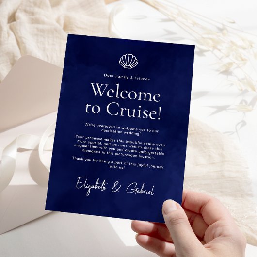 ネイビーブルー旅行旅程の目的地の結婚式 エンクロージャーカード