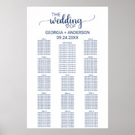 ネイビーブルー書道上表座席表 ポスター