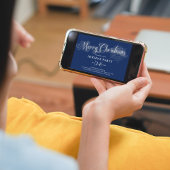 ネイビーブルー書道台本メリークリスマスパーティー 招待状