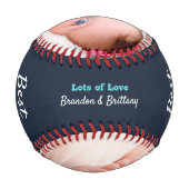 ネイビーブルー最高のパパエバーターコイズタイポグラフィはっきりした 野球ボール (裏面)