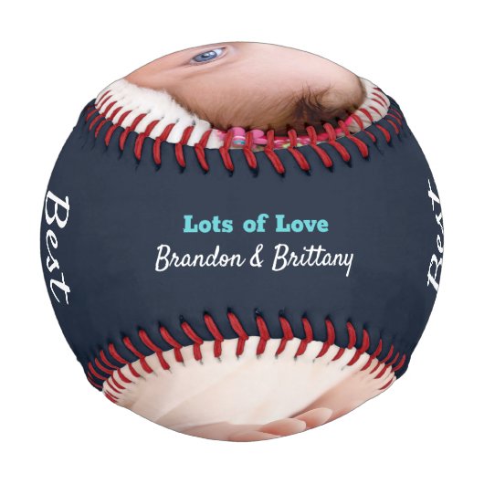 ネイビーブルー最高のパパエバーターコイズタイポグラフィはっきりした 野球ボール (裏面)