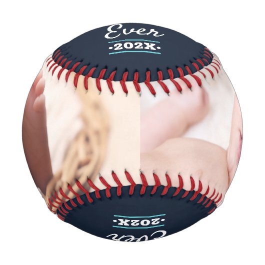 ネイビーブルー最高のパパエバーターコイズタイポグラフィはっきりした 野球ボール (正面)
