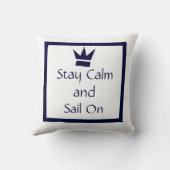 ネイビーブルー枕でホワイトで静かに帆 クッション (裏面)