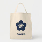 ネイビーブルー桜の花のシルエット トートバッグ (正面)