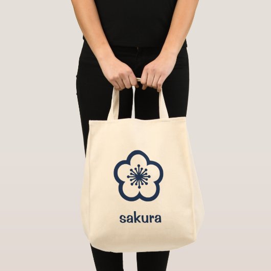 ネイビーブルー桜の花 トートバッグ (正面(商品))