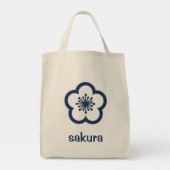 ネイビーブルー桜の花 トートバッグ (裏面)