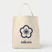 ネイビーブルー桜の花 トートバッグ (正面)