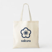 ネイビーブルー桜の花 トートバッグ (裏面)