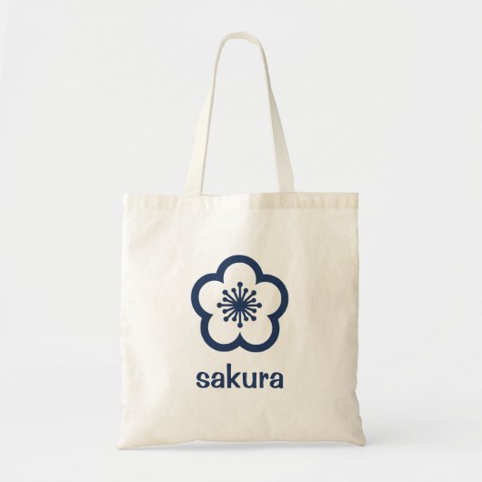 ネイビーブルー桜の花 トートバッグ (正面)