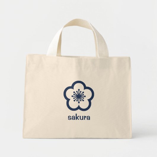 ネイビーブルー桜の花 ミニトートバッグ (正面)
